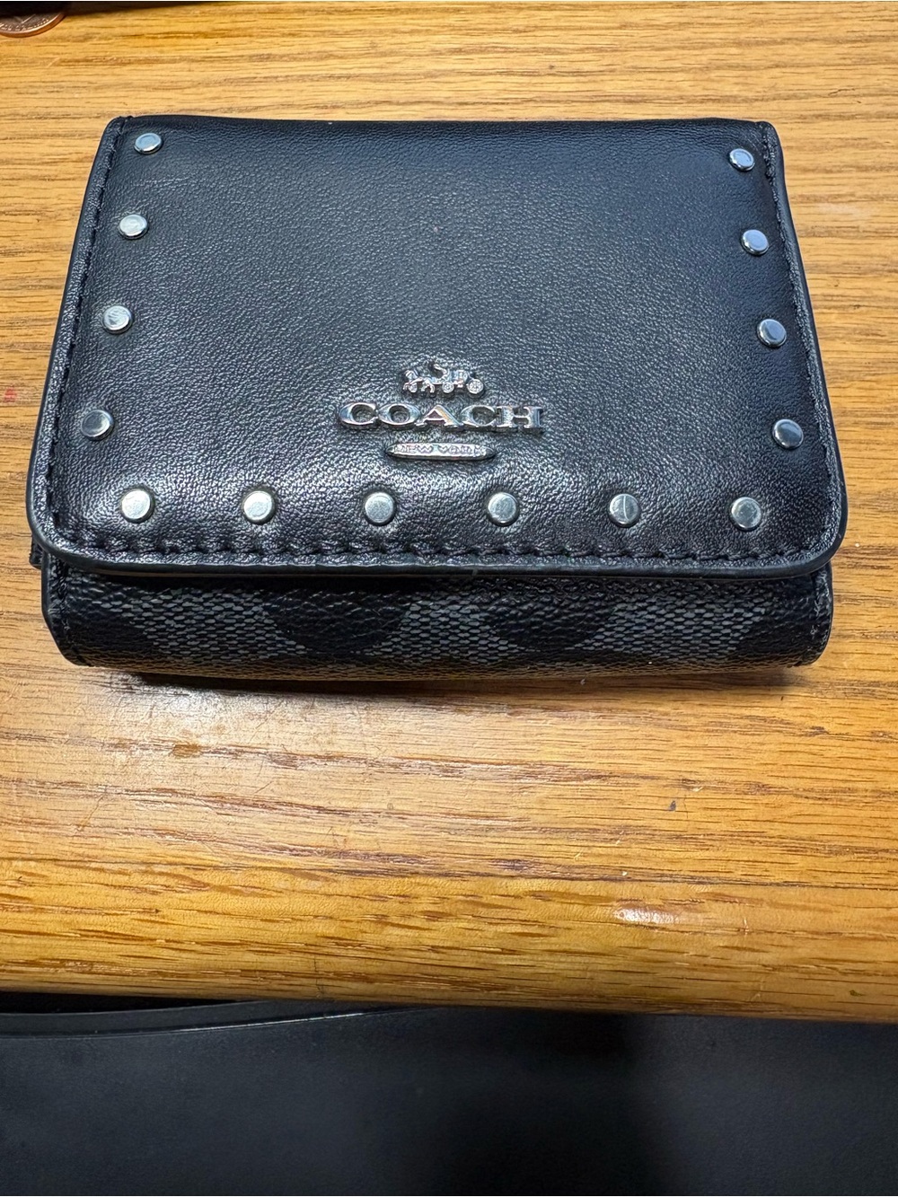 Coach Black Leather Studded wallet